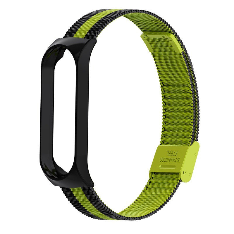 Ремешок Milanese Loop Strap для Xiaomi Mi Band 5 / 6  Black Green