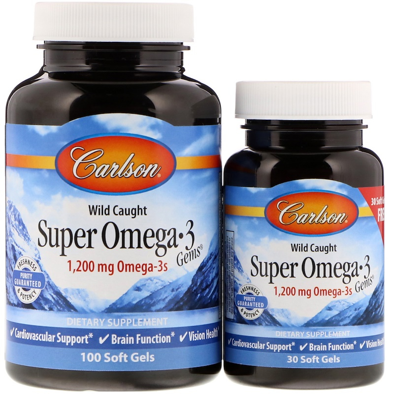 Рыбий жир Carlson Labs Super Omega·3 1200 мг 130 капсул (2325)