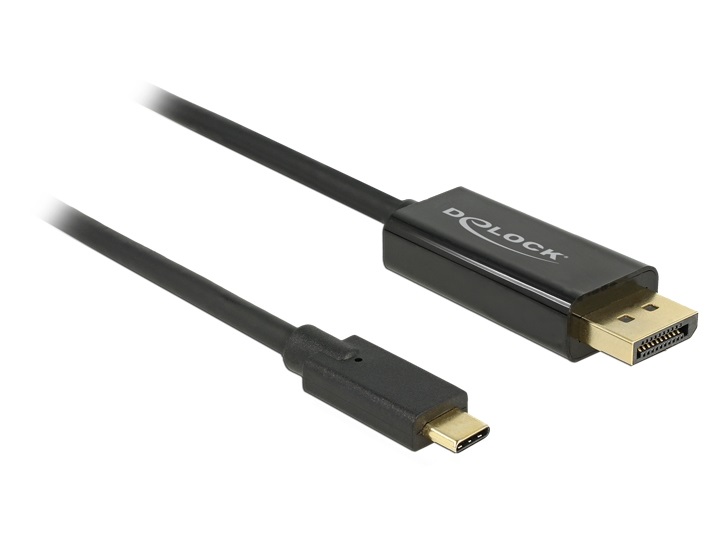 Кабель монітора-сигнальний Delock USB Type-C-DisplayPort M/M 1.0m (DP-alt-Mode) v1.2 4K@60Hz чорний (70.08.5255)