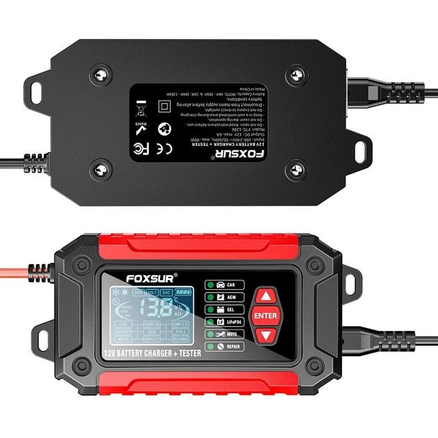 Зарядное устройство для свинцово-кислотных аккумуляторов Foxsur FTC-1206 12В 6А Red (H051277)