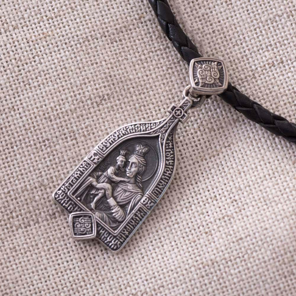 Серебряная ладанка с Божьей Матерью 13540 Оникс