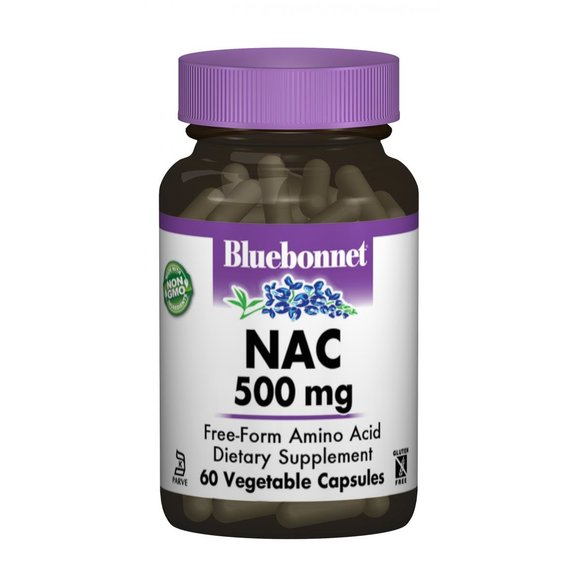 Ацетилцистеин Bluebonnet Nutrition NAC (N-Ацетил-L-Цистеин) 500 mg 60 Caps