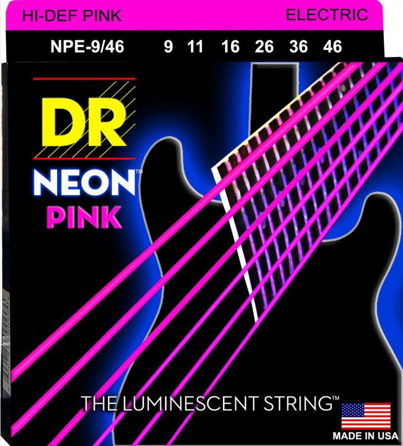 Струни для електрогітари DR NPE-9/46 Hi-Def Neon Pink K3 Coated Light Heavy Electric Guitar Strings 9/46