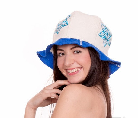 Банная шапка Luxyart Снежинка Белый с синим (LA-093)