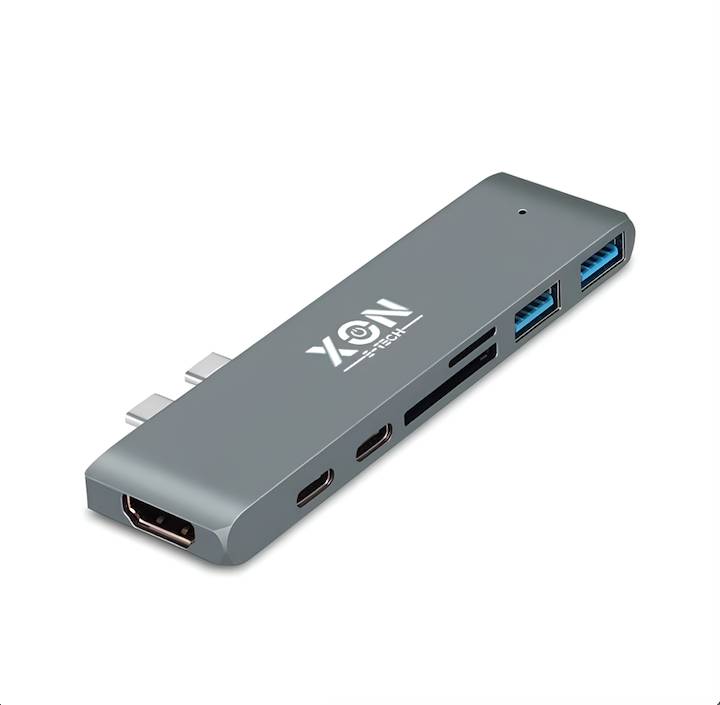 USB-хаб XON SmartHub Pro 7 в 1 HDMI SD/TF 2xType-C 2xUSB3.0 Сірий (UHCCP074300G 5191)