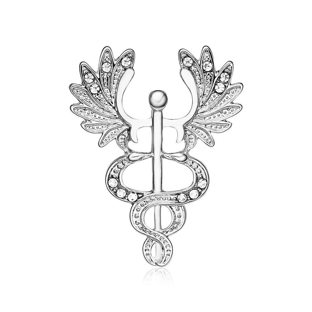 Значок-пин BROCHE Кадуцей Серебристый BRGV114609