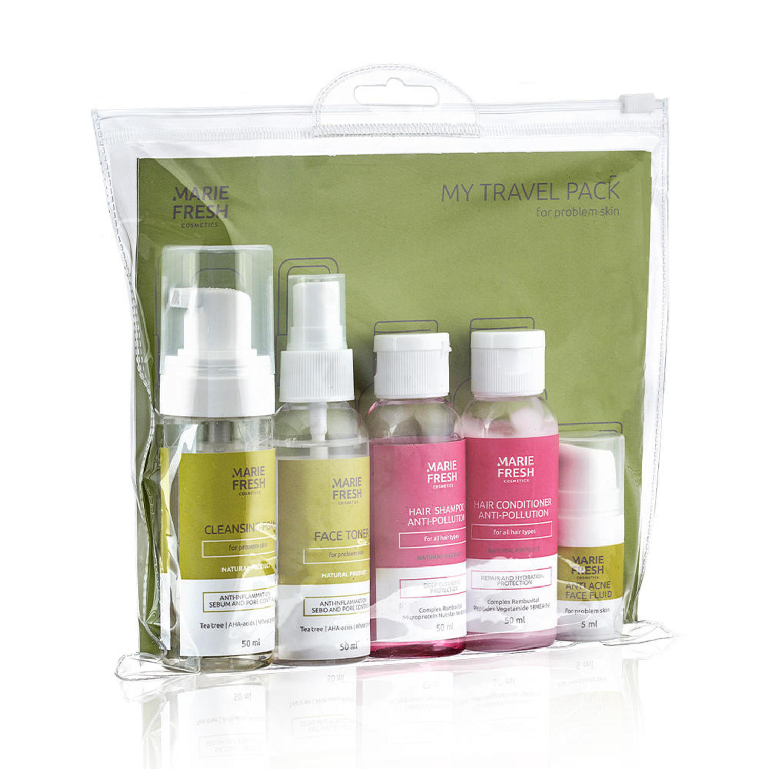 Дорожный набор для проблемной кожи Marie Fresh cosmetics 5 шт