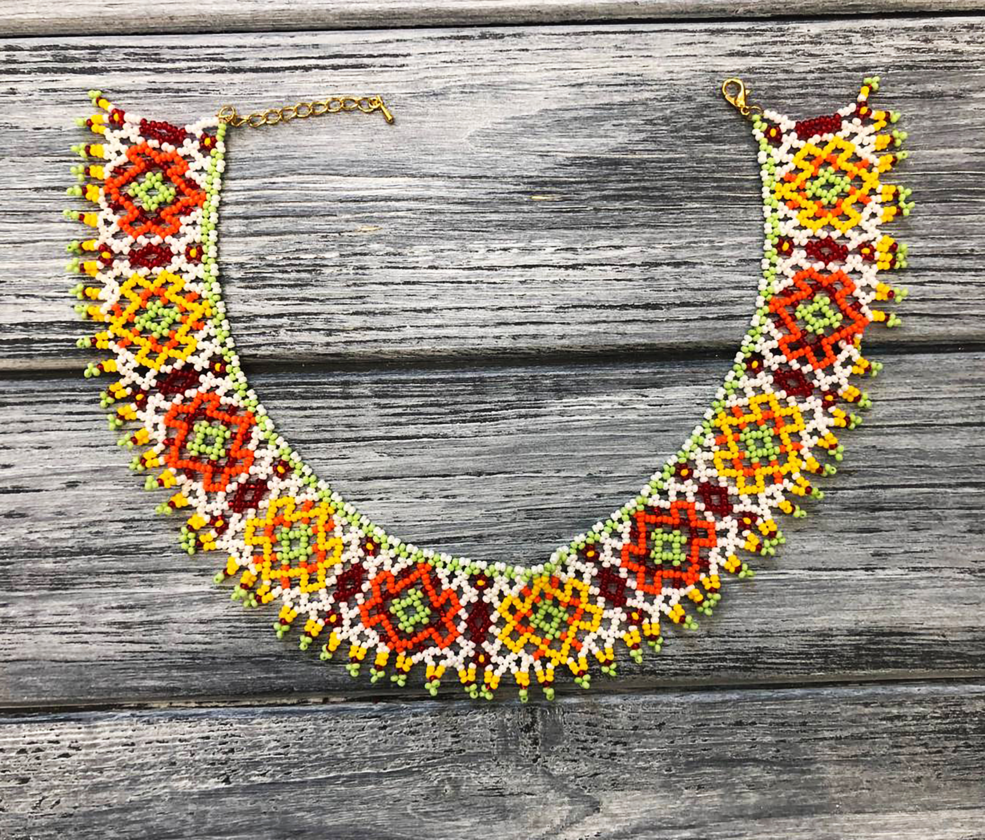 Колье из чешского бисера HatynkaUA Flowers Necklace 34 см Разноцветный (SUN999_25)