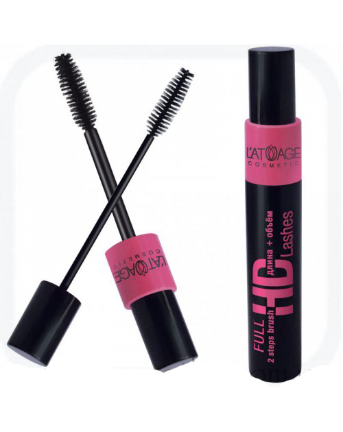Туш для вій L'ATUAGE Full HD Paraben free та TEA free 2 steps brush довжина та об'єм 10 г
