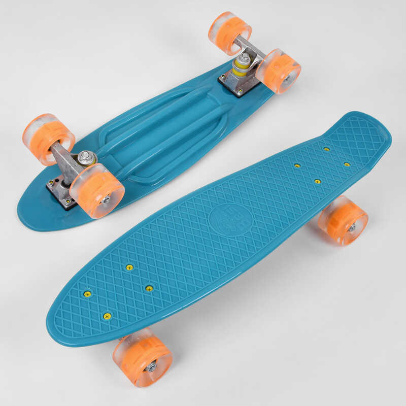 Скейт Пенні борд Best Board з PU колісами, що світяться, Blue (99979)