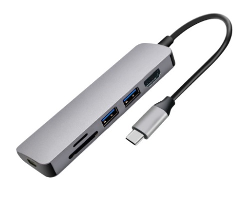 Док-станція Lucom USB Type-C-HDMI + Type-C PowerDelivery 87W 2xUSB3.0 +Cardreader Срібний(62.09.8376)