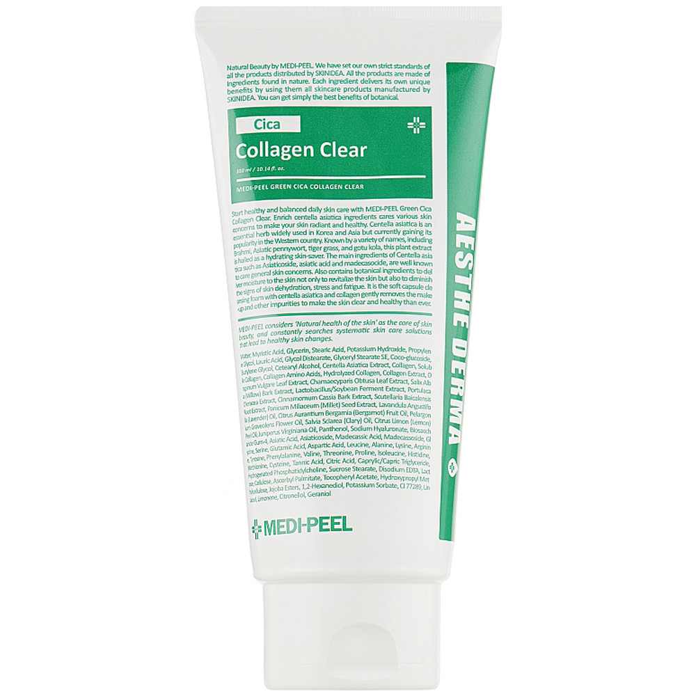 Успокаивающая пенка для лица с центеллой и коллагеном MEDI-PEEL Green Cica Collagen Clear 300 мл (8809409347523)