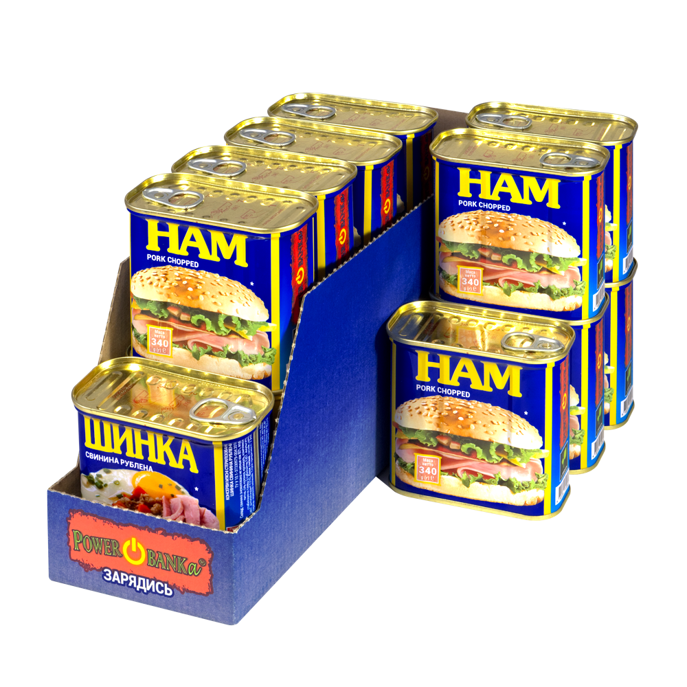 Упаковка шинки PowerBANKa Свинина рубана 340 г х 14 шт (38506826)