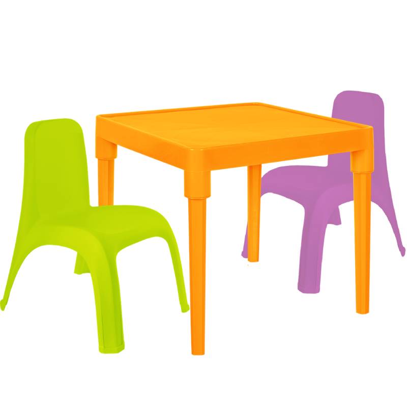 Детский стол для творчества + 2 стула Разноцветные (18-100-30)