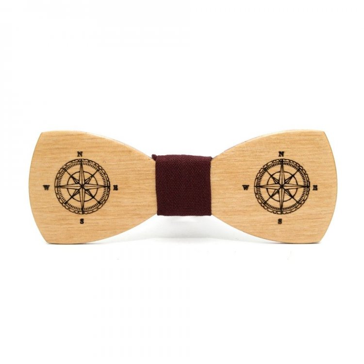 Дерев'яна Краватка Метелик Gofin Компас (GBDH-8183)