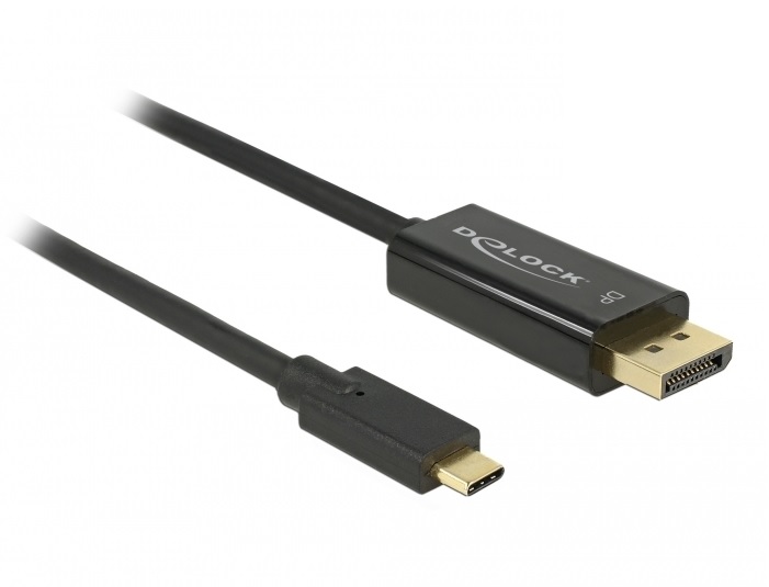 Кабель монітора-сигнальний Delock USB Type-C-DisplayPort M/M  2.0m (DP-alt-Mode) v1.2 4K@60Hz Gold чорний (70.08.5256)