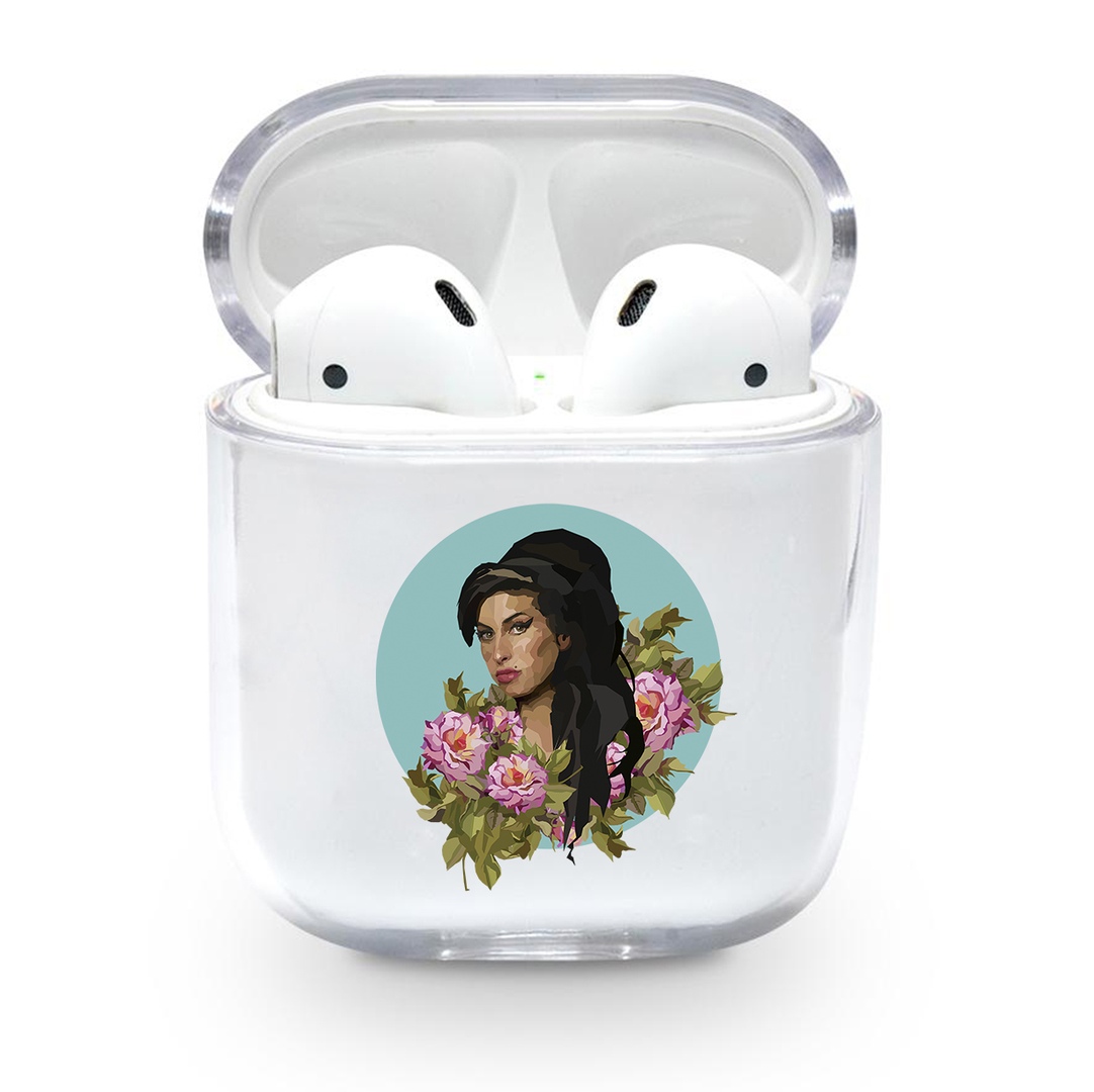 Прозрачный силиконовый чехол Apple AirPods с рисунком - Amy Winehouse (KAP1156)