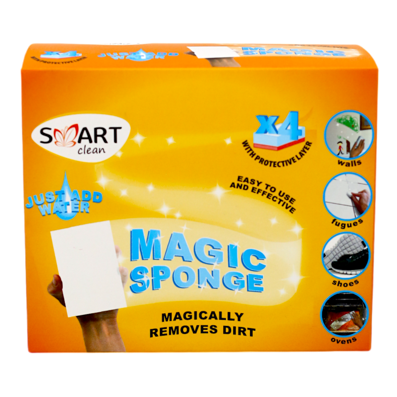 Губки для уборки универсальные Smart Clean Magic Sponge 9,8х6,8х3,5 см Бело-красный 4 шт