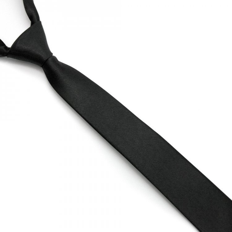 Краватка Gofin Вузька Чорна Однотонна Fgn-09