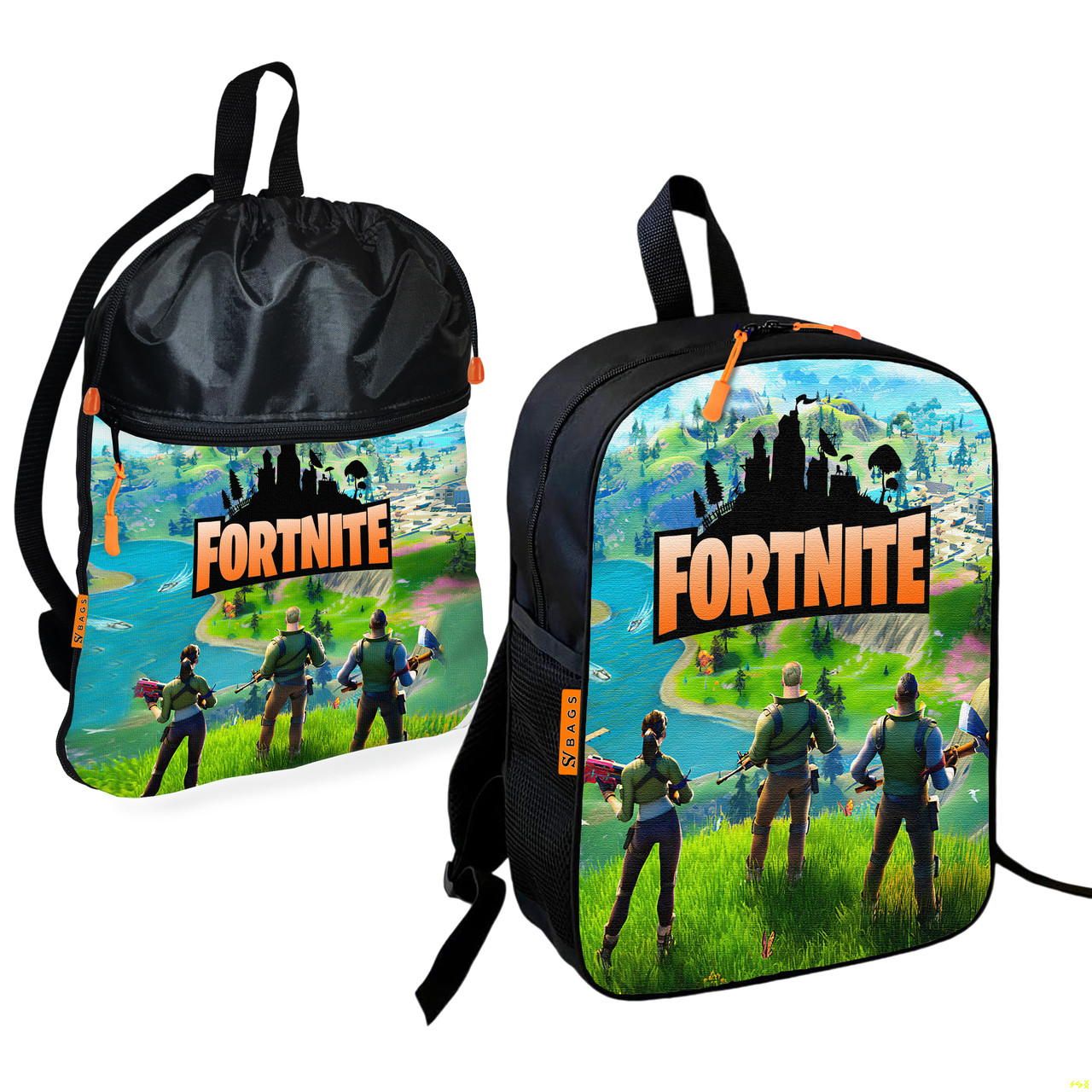 Дитячий шкільний рюкзак з сумкою для взуття Fortnite, водонепроникний, 2 шт