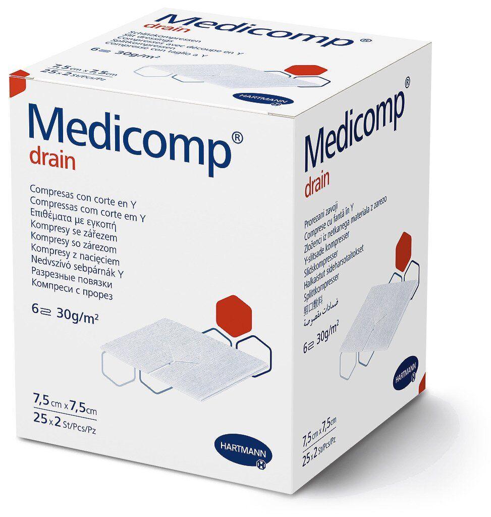 Стерильные сорбционные салфетки Paul Hartmann Medicomp drain 7,5х7,5 см 2х25 шт