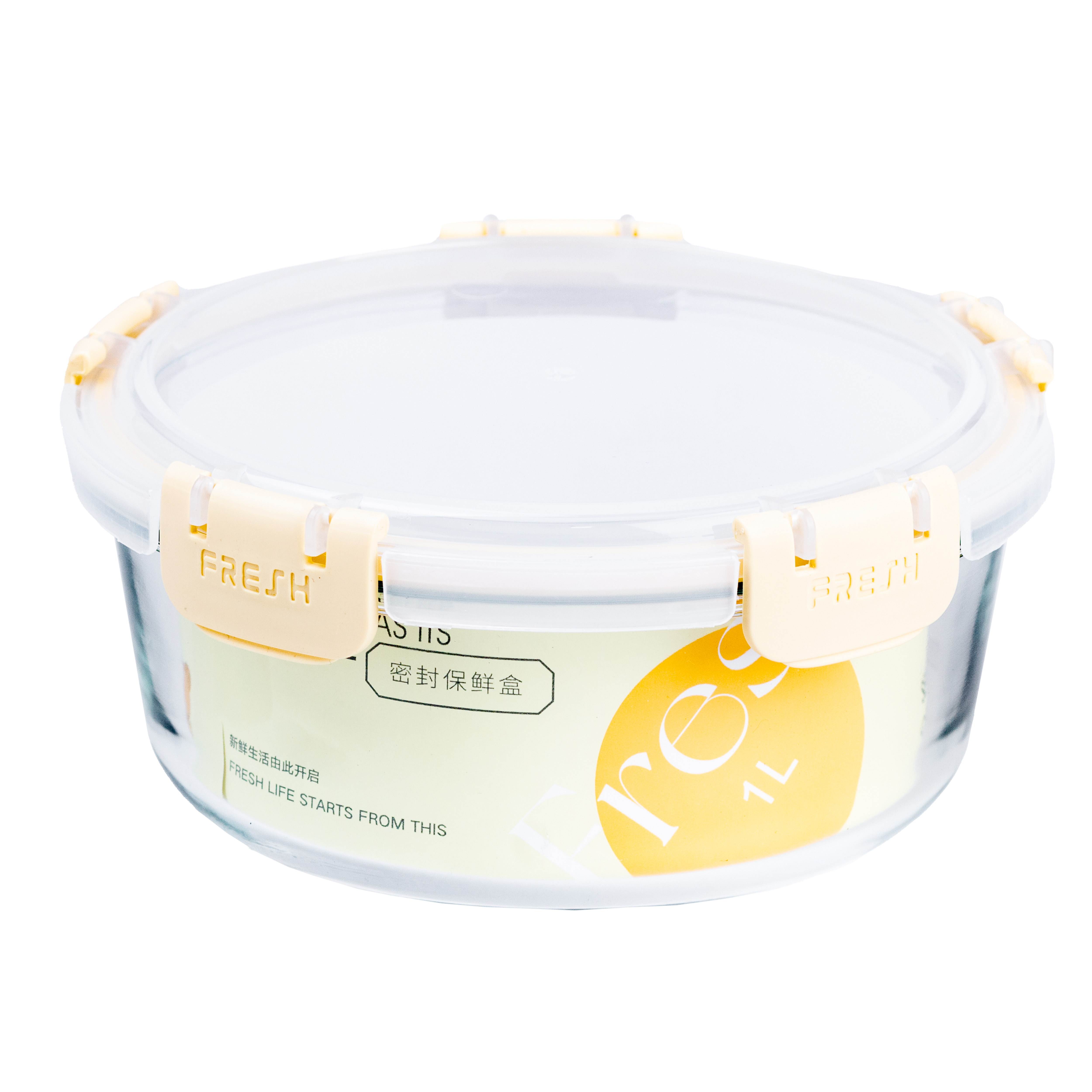 Контейнер для їжї TS Kitchen Fresh скляний круглий 1л бежевий (HP388BE)