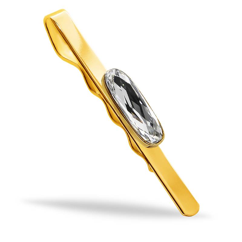 Затискач для краватки KOBI Oval Se Strasem зі Swarovski Білий (7720-3001-02-35)