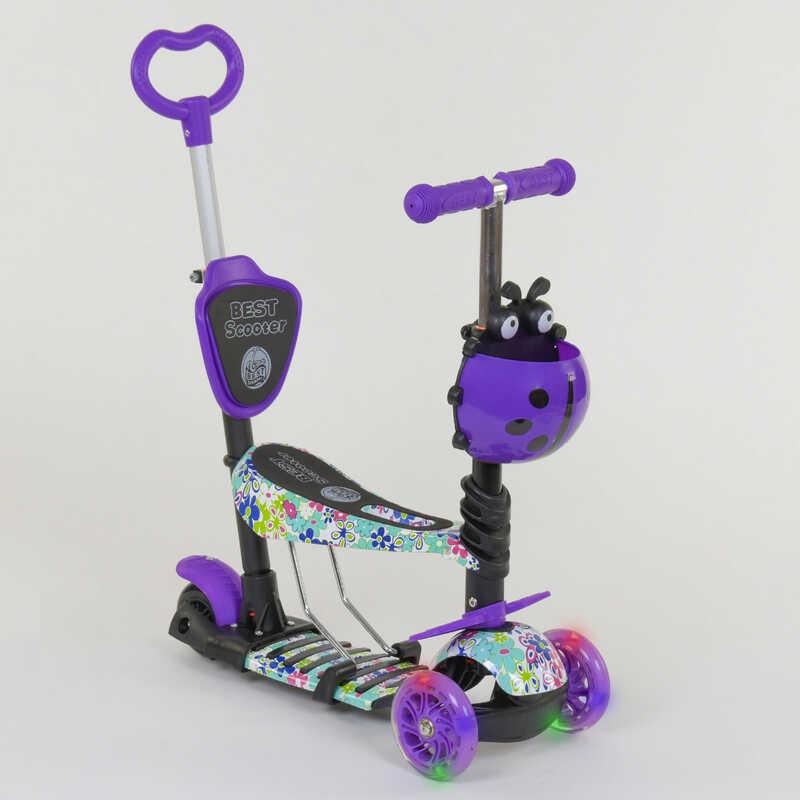 Детский самокат - трансформер 5в1 с подсветкой Best Scooter "Божья коровка" 68995 фиолетовый