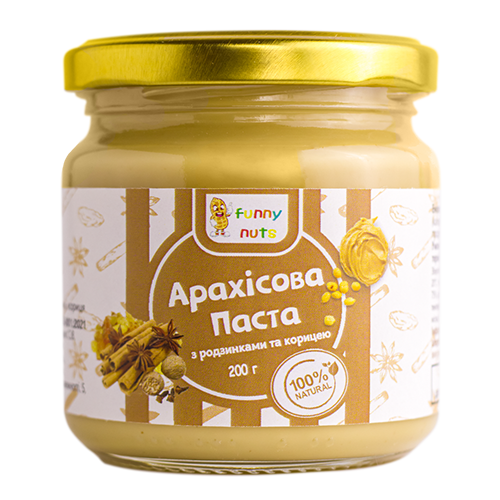 Арахисовая паста Funny Nuts с изюмом и корицей 200 г (1486627681)
