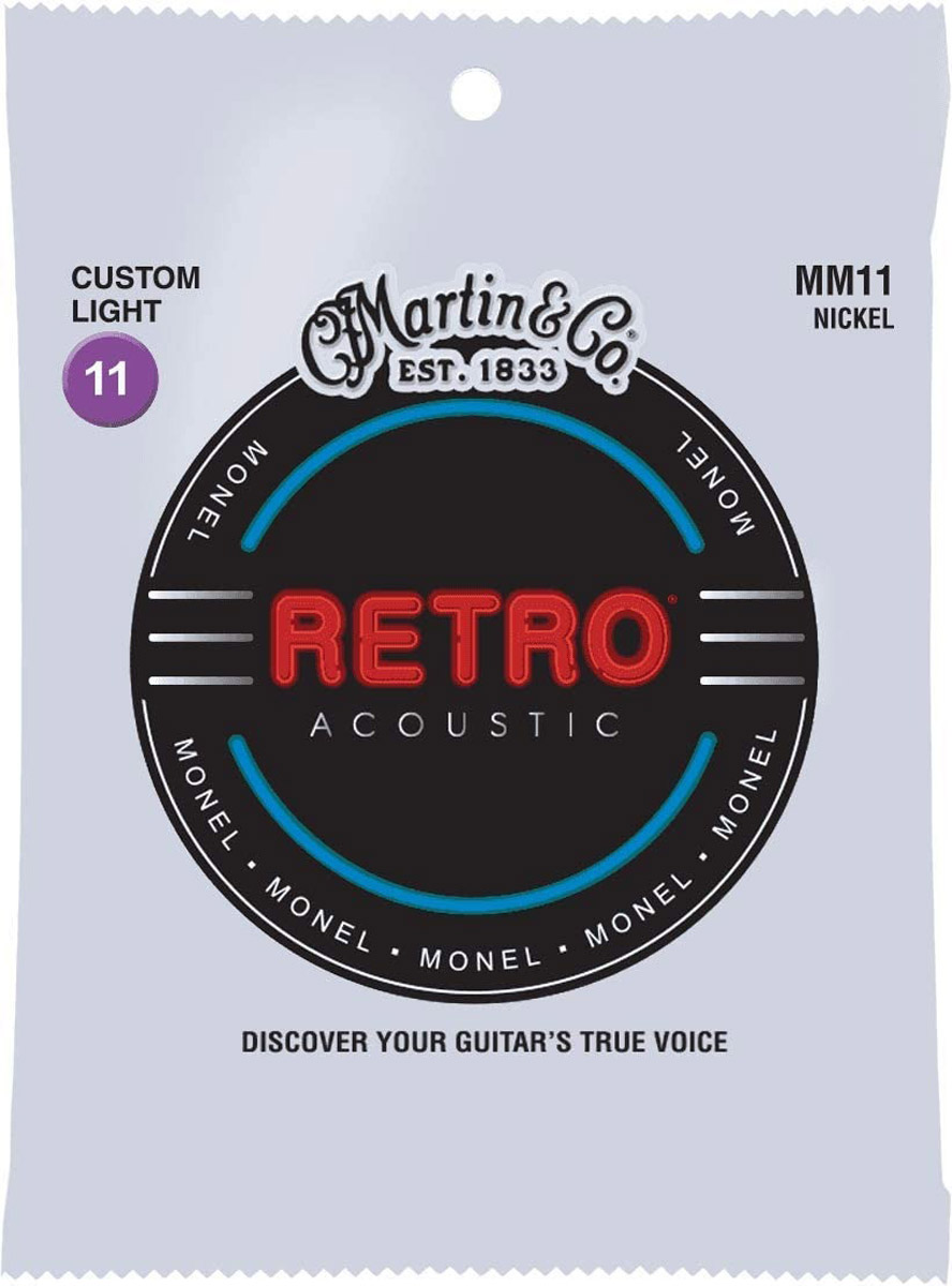 Струны для акустической гитары Martin MM11 Retro Acoustic Guitar Strings Custom Light 11/52