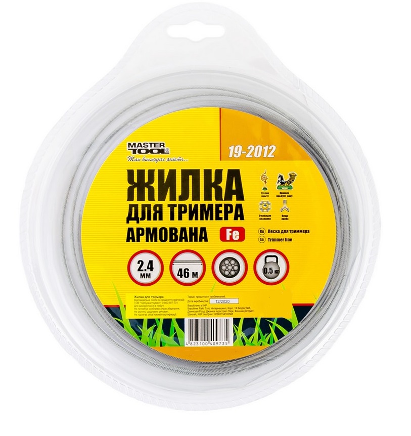 Леска для триммера MASTERTOOL КОРД со стальным сердечником 2.40 мм 46 м (19-2012)