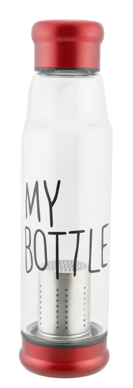 Пляшка скляна My Bottle 550 мл із ситечком для заварки Red (np2_2669)