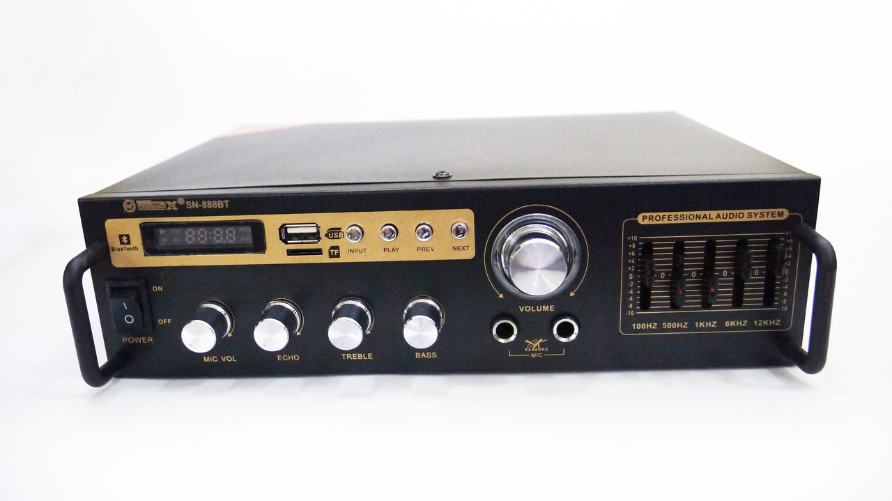 Підсилювач звуку Max SN-888BT Bluetooth Karaoke 2 мікрофона Чорний (702066765)