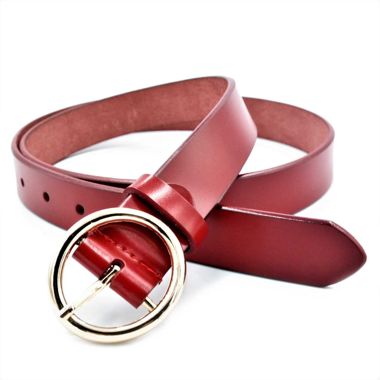 Женский кожаный ремень Le-Mon 110-115 см Красный (nwzh-30k-0049)