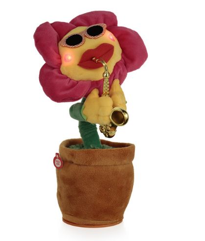 Мягкая игрушка UKC танцующий поющий цветок-саксофонист Розовый