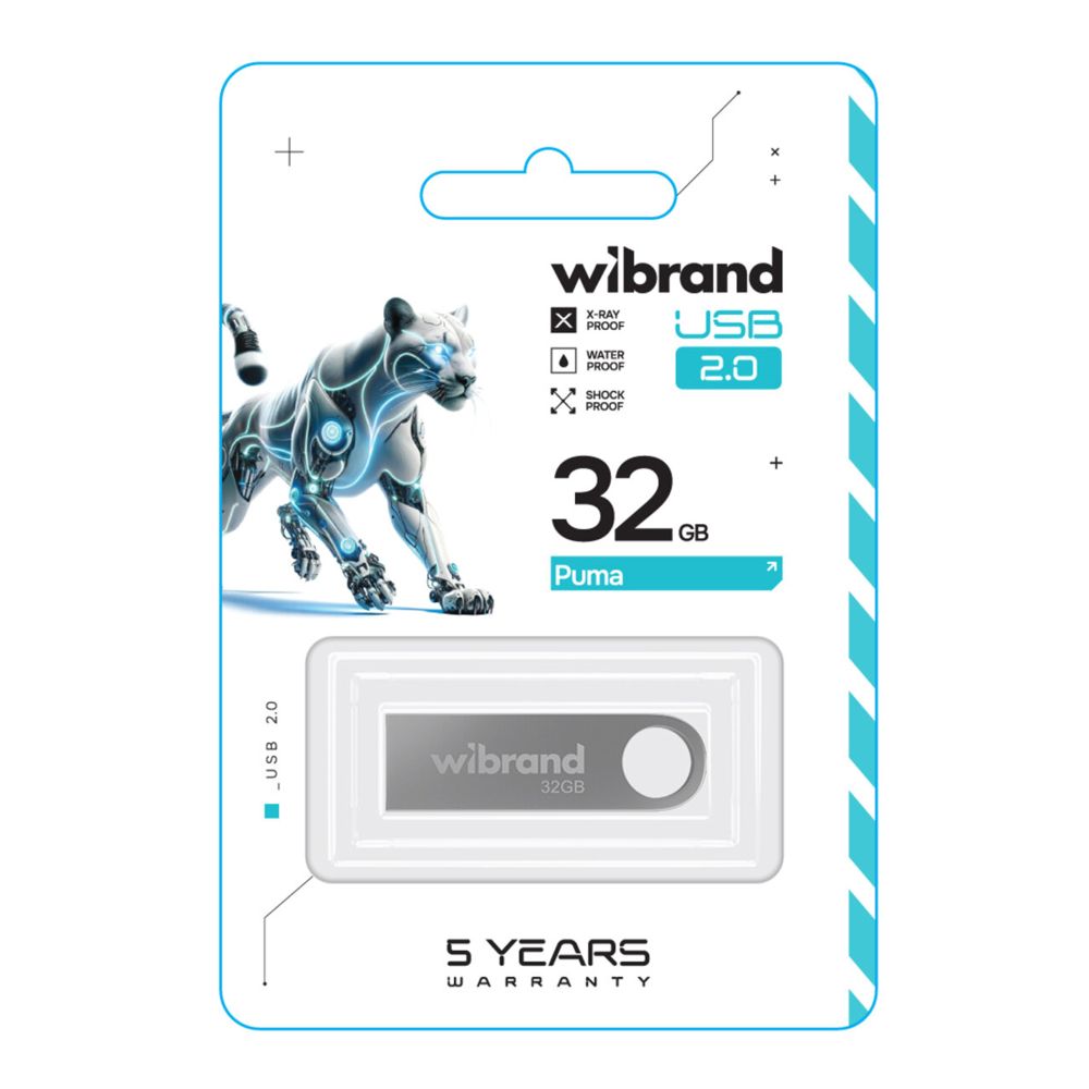 Флеш память USB Wibrand 32 GB Puma USB 2.0 Silver (36908_3609503)