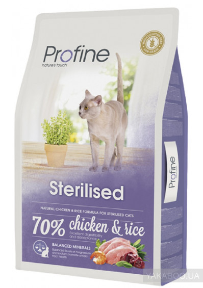 Сухой корм для стерилизованных и кастрированных кошек и котов (куриное мясо и рис)  Profine Cat Sterilised 10 кг