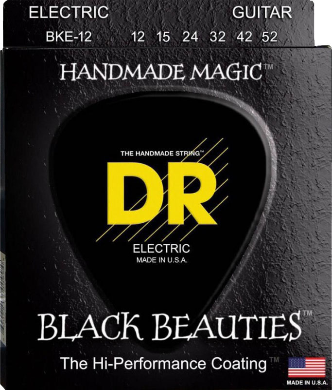 Струны для электрогитары DR BKE-12 Black Beauties Extra Heavy K3 Coated Electric Guitar Strings 12/52