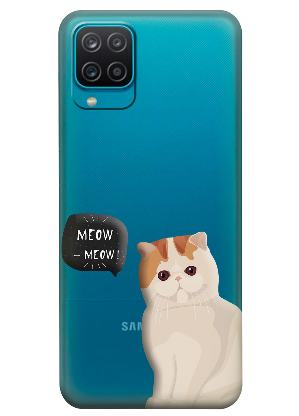 Прозрачный силиконовый чехол iSwag для Samsung Galaxy M12 с рисунком - Котенок (KS14867)