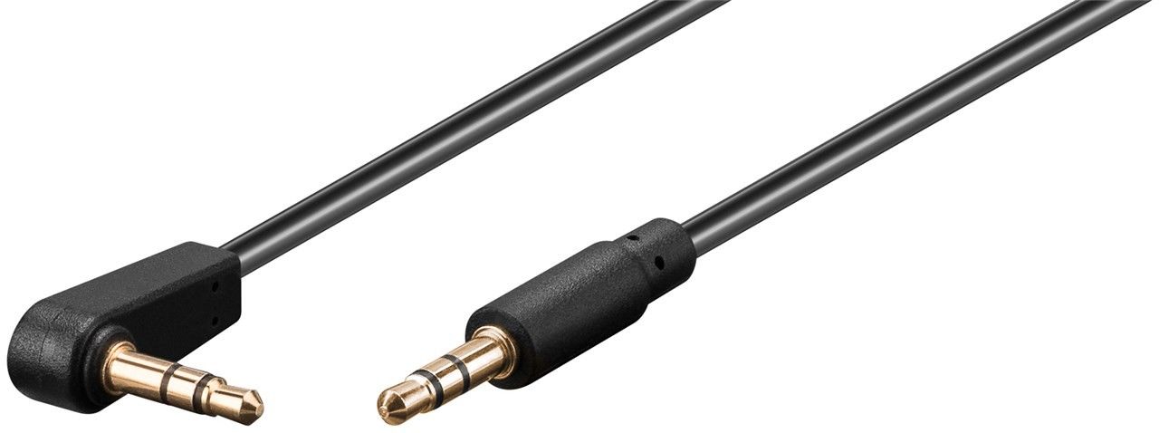 Кабель аудіо-сигнальний Goobay Jack 3.5mm 3pin M/M  1.0m 90° Shield AWG28 D=2.6mm AUX Cu чорний (75.06.7783)