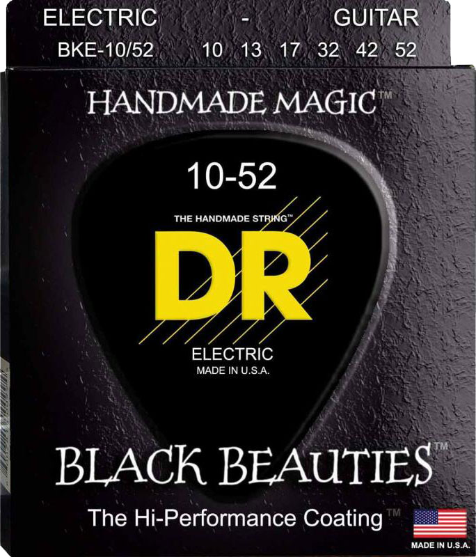 Струни для електрогітари DR BKE-10/52 Black Beauties Big &amp; Heavy K3 Coated Electric Guitar Strings 10/52