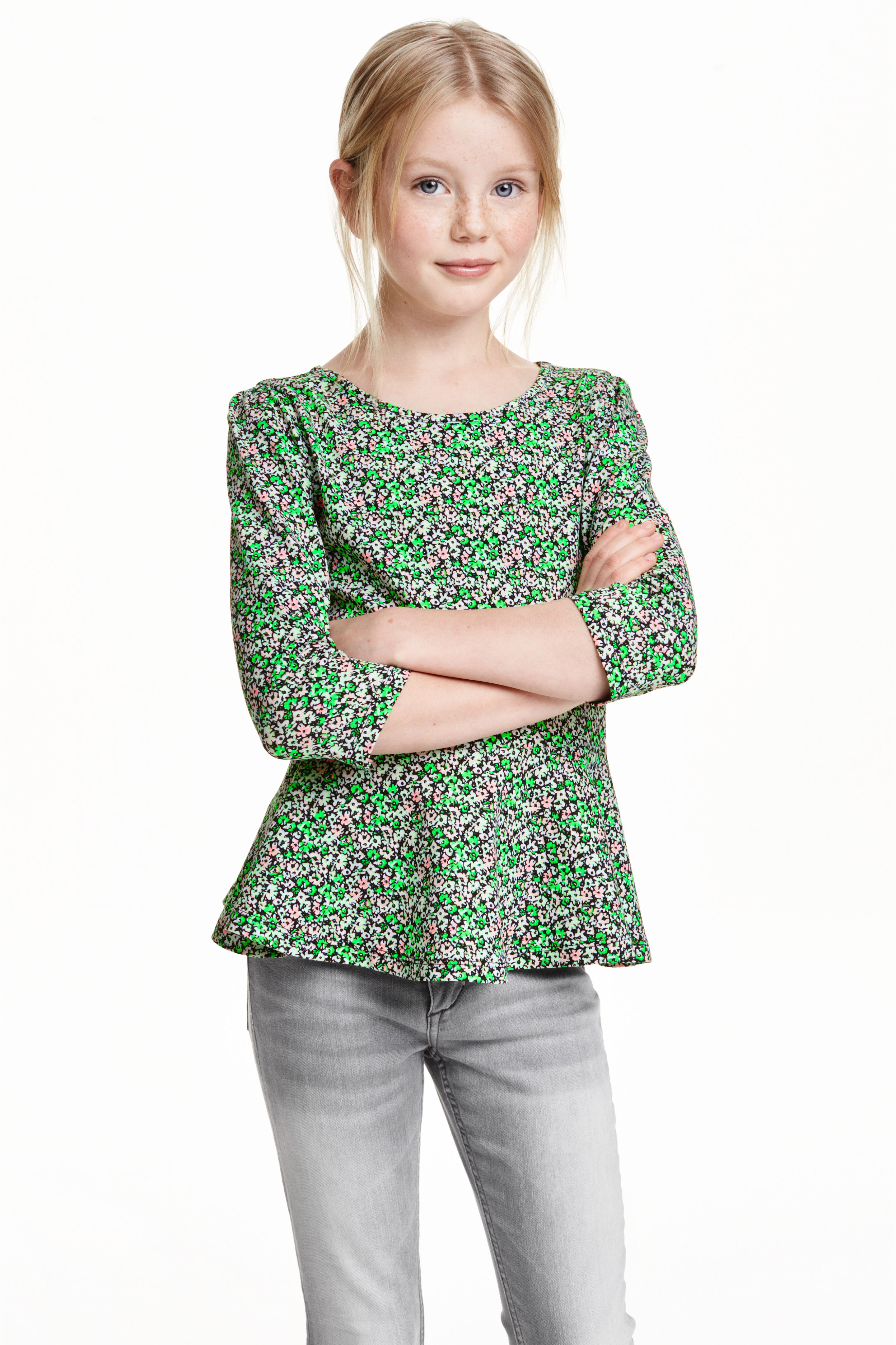 Туника для девочки H&M 170 см зеленый цветы 3477033