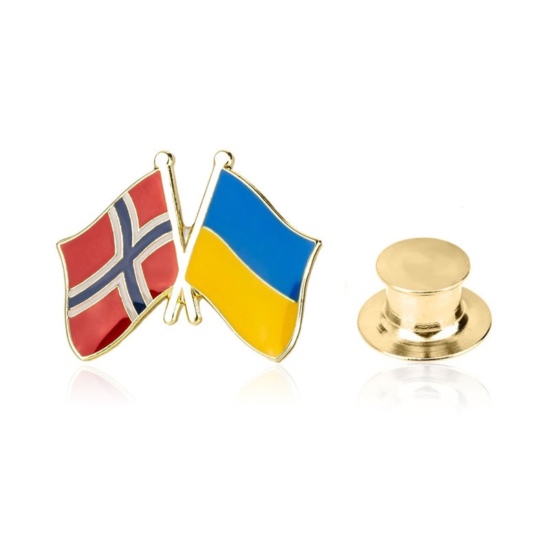 Значок BROCHE Флаг Норвегия-Украина разноцветный BRGV112802