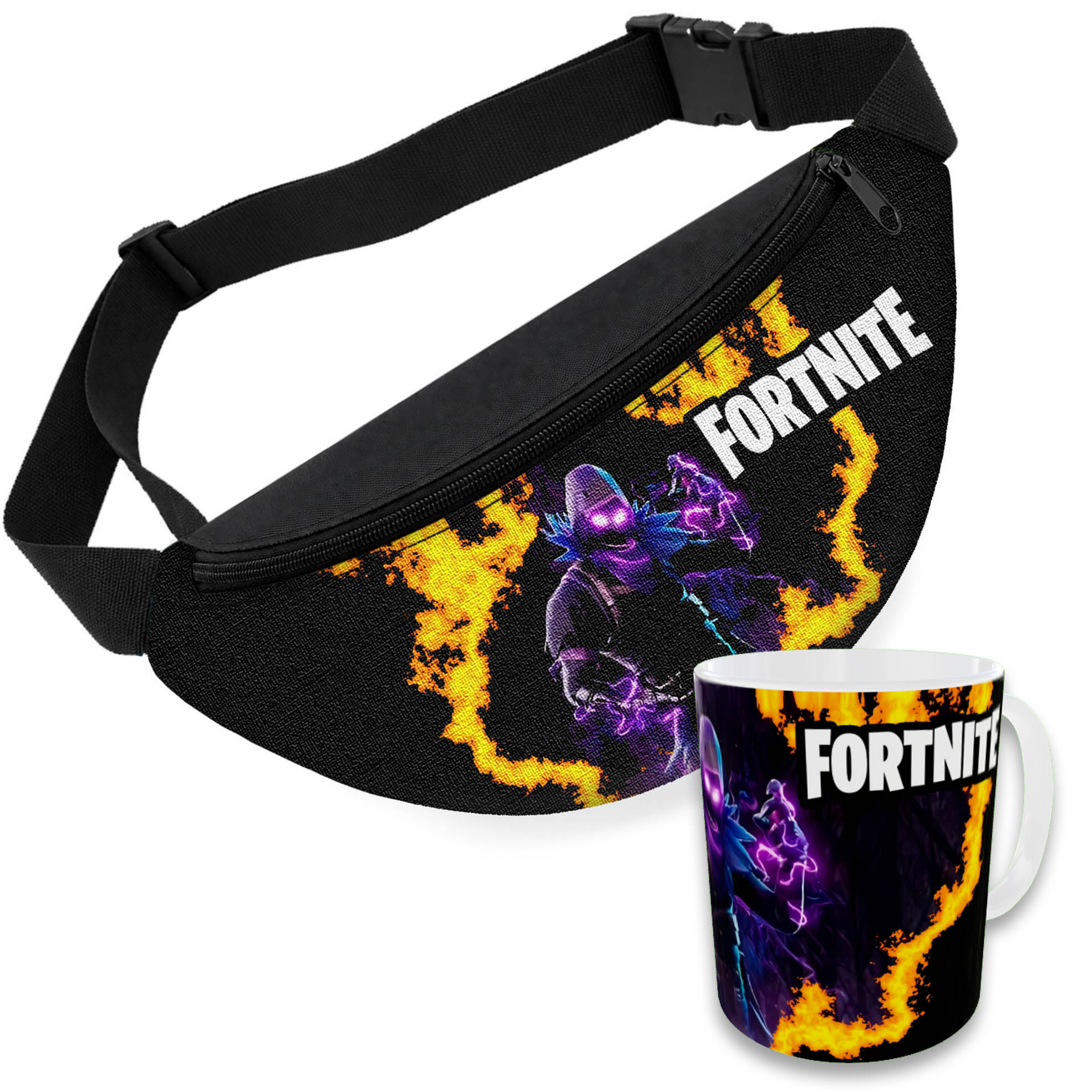 Дитяча сумка-бананка та керамічна кружка Fortnite, 32×15 см, 330 мл