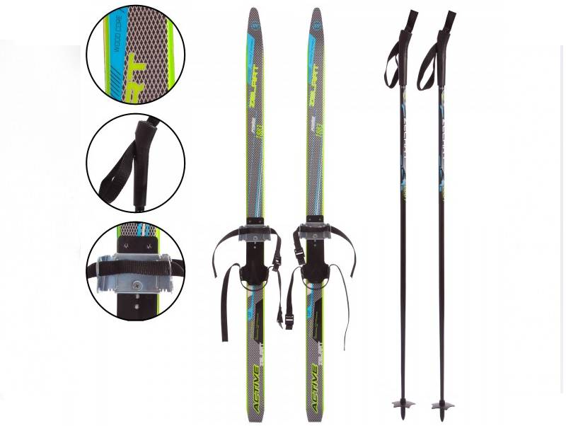 Лыжи беговые в комплекте с палками Zelart SK-0881-150B Черный-синий (SKL0647)