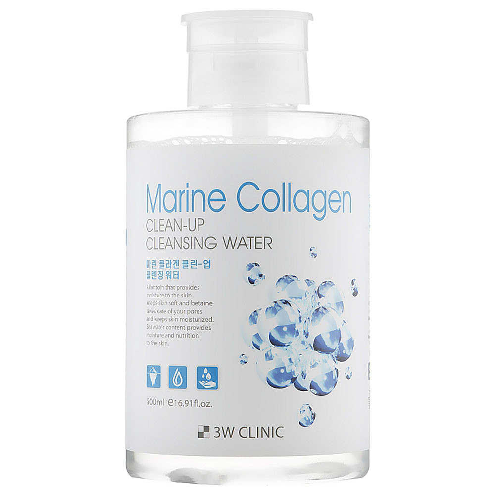 Мицеллярная очищающая вода с морским коллагеном 3W Clinic Marine Collagen Clean-Up Cleansing Water 500 мл (8809772620520)