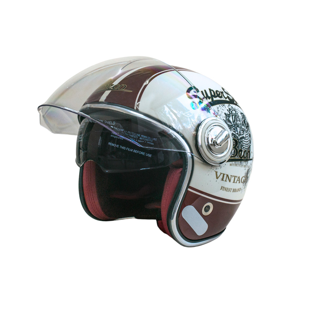 Мотошлем открытый Beon B-108A ABS Super Sport XXL Shiny Cream-Red (298675)