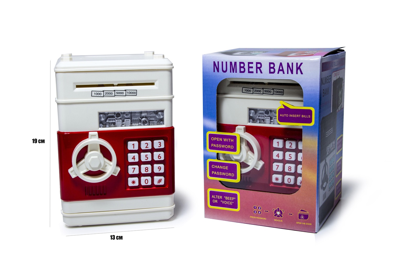 Детская электронная копилка Yufeng Number Bank 19х13 см Бело-красный (488960132)