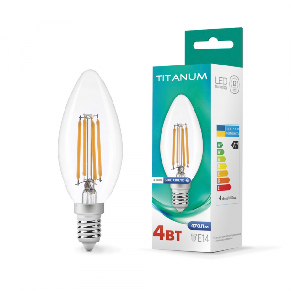 LED лампа Titanum filament c37 4w e14 4100k (AL25523)