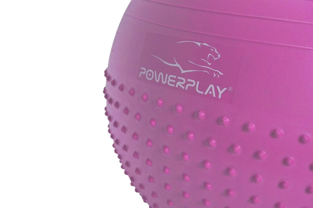 М'яч для фітнесу фітбол напівмасажний PowerPlay 4003 75 см Gyмball Бузковий помпа